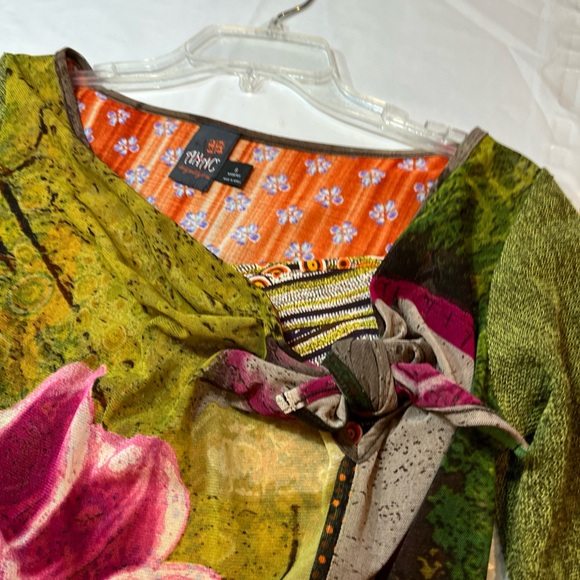 ANTHROPLOGIE Anac SHIRT Side Knot Tie Neck MIXED PRINTS Art to Wear  ROMANTIC S - Picture 15 of 16